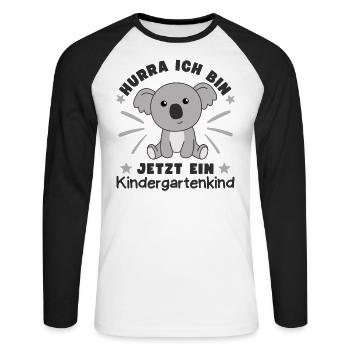 Hooray I'm a kindergarten kid Koala now - Unisex Long Sleeve Baseball T-Shirt - white/black - Front - Nik (191cm)