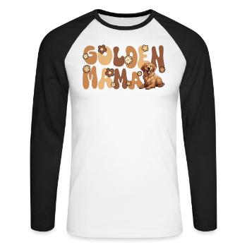 Golden Retriver Groovy Golden Mama - T-shirt baseball manches longues Homme - blanc/noir - Devant - Nik (191cm)