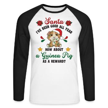 Je veux un cochon d’Inde sucré pour Noël - T-shirt baseball manches longues Homme - blanc/noir - Devant - Nik (191cm)