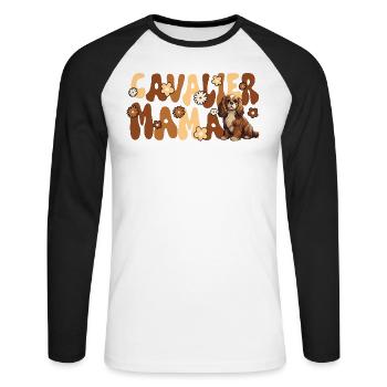 Cavalier King Charles Spaniel Groovy Cavalier Mom - Unisex Long Sleeve Baseball T-Shirt - white/black - Front - Nik (191cm)