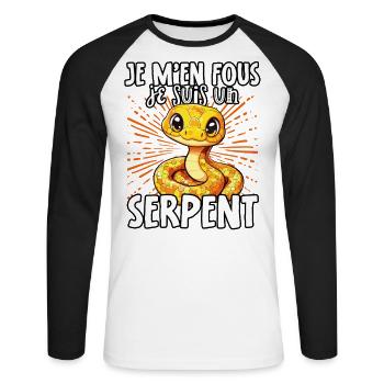 Je m'en fous je suis un serpent - sweet snake - Unisex Long Sleeve Baseball T-Shirt - white/black - Front - Nik (191cm)