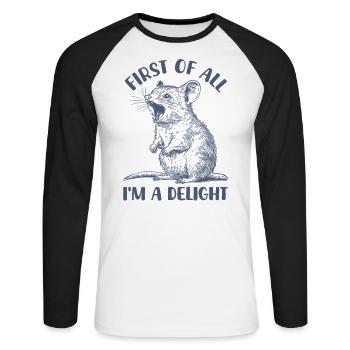 First of all, I'm a pleasure funny - Unisex Long Sleeve Baseball T-Shirt - white/black - Front - Nik (191cm)