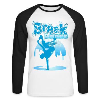 Ville breakdance - T-shirt baseball manches longues Homme - blanc/noir - Devant - Nik (191cm)
