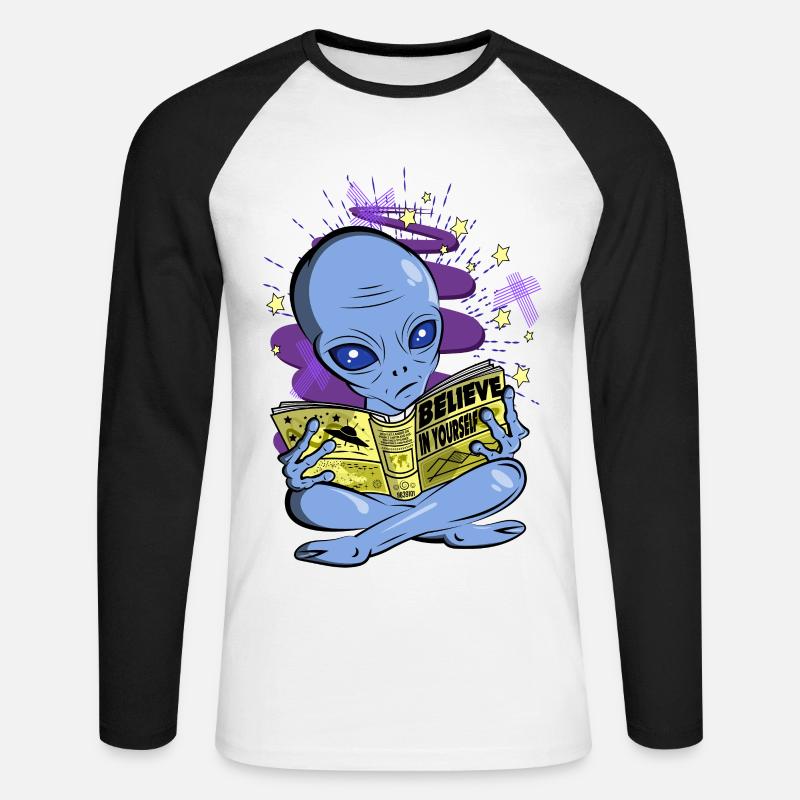Alien - Glaube an dich selbst - Unisex Baseballshirt langarm - Weiß/Schwarz