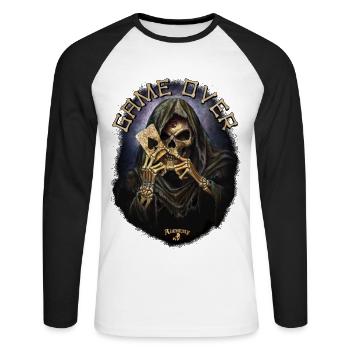 Alchemy England Reaper's Ace - Unisex Long Sleeve Baseball T-Shirt - white/black - Front - Nik (191cm)