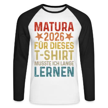 Matura 2026 - Unisex Long Sleeve Baseball T-Shirt - white/black - Front - Nik (191cm)