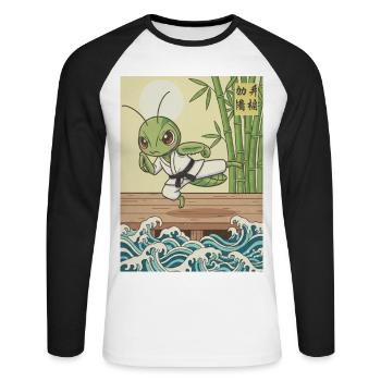 Kawaii Martial Arts Praying Mantis - T-shirt baseball manches longues Homme - blanc/noir - Devant - Nik (191cm)