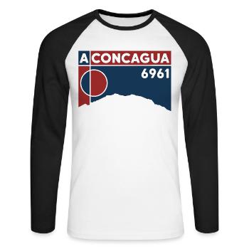 Souvenir de l’ascension du Cerro Aconcagua Andes - T-shirt baseball manches longues Homme - blanc/noir - Devant - Nik (191cm)