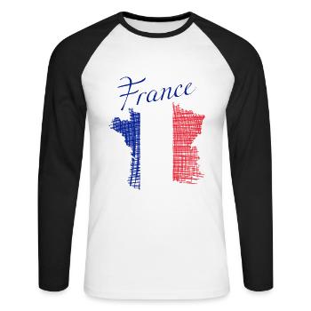 Frankreich France - Unisex Baseballshirt langarm - Weiß/Schwarz - Vorne - Nik (191cm)