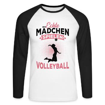 Volleyball Mädchen - Unisex Baseballshirt langarm - Weiß/Schwarz - Vorne - Nik (191cm)