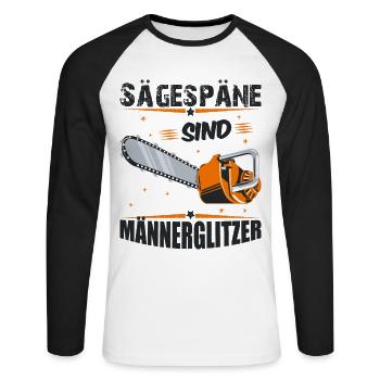 Sägespäne sind Männerglitzer Kettensäge Motorsäge - Unisex Baseballshirt langarm - Weiß/Schwarz - Vorne - Nik (191cm)