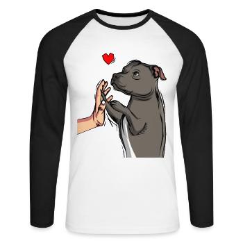 Staffordshire Bull Terrier Love Dogs - Unisex Long Sleeve Baseball T-Shirt - white/black - Front - Nik (191cm)
