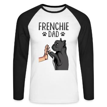 Frenchie Dad French Bulldog - Unisex Long Sleeve Baseball T-Shirt - white/black - Front - Nik (191cm)