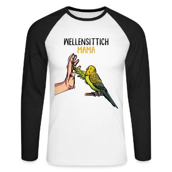 Wellensittich Mama Vogelbesitzerin - Unisex Baseballshirt langarm - Weiß/Schwarz - Vorne - Nik (191cm)
