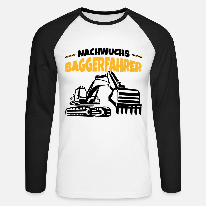 Bagger - Unisex Baseballshirt langarm - Weiß/Schwarz
