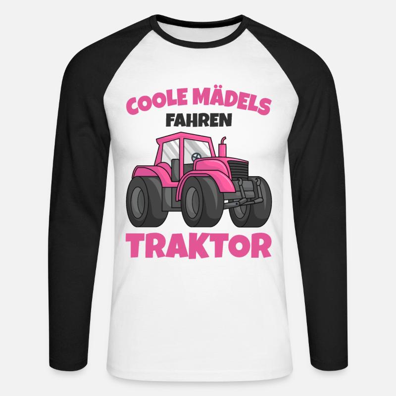 Traktor Mädchen - Unisex Baseballshirt langarm - Weiß/Schwarz