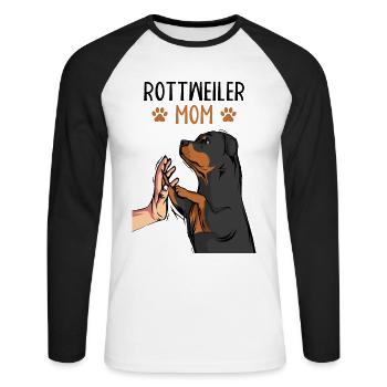 Rottweiler Mama Hunde Mom Frauchen - Unisex Baseballshirt langarm - Weiß/Schwarz - Vorne - Nik (191cm)