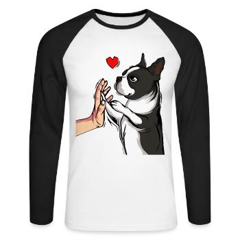 Boston Terrier Dogs Dear Mistress - Unisex Long Sleeve Baseball T-Shirt - white/black - Front - Nik (191cm)