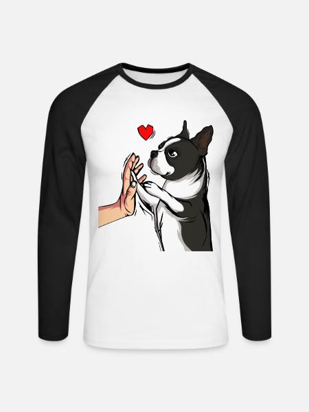 Boston Terrier Dogs Dear Mistress - Unisex Long Sleeve Baseball T-Shirt - white/black