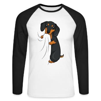 Dachshund - Unisex Long Sleeve Baseball T-Shirt - white/black - Front - Nik (191cm)
