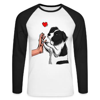Border Collie Love Dogs Mom Mistress - Unisex Long Sleeve Baseball T-Shirt - white/black - Front - Nik (191cm)