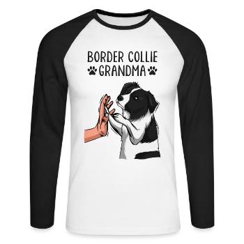Border Collie Grandma Dog Mistress - Unisex Long Sleeve Baseball T-Shirt - white/black - Front - Nik (191cm)