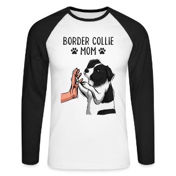 Border Collie Maman Chiens Maman Maîtresse - T-shirt baseball manches longues Homme - blanc/noir - Devant - Nik (191cm)