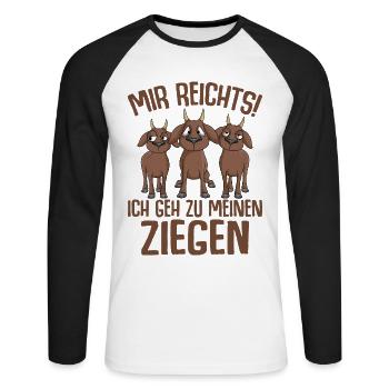 Ziege - Unisex Baseballshirt langarm - Weiß/Schwarz - Vorne - Nik (191cm)