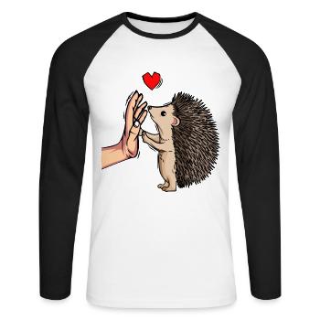 Igel Liebe Damen Kinder Kinder - Unisex Baseballshirt langarm - Weiß/Schwarz - Vorne - Nik (191cm)