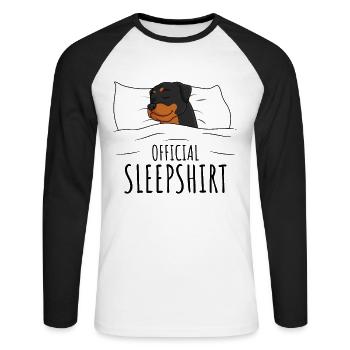 Rottweiler - Unisex Baseballshirt langarm - Weiß/Schwarz - Vorne - Nik (191cm)