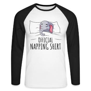 Éléphant - T-shirt baseball manches longues Homme - blanc/noir - Devant - Nik (191cm)