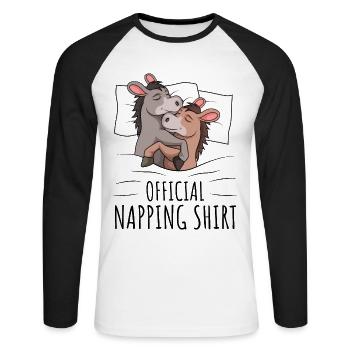 Donkey - Unisex Long Sleeve Baseball T-Shirt - white/black - Front - Nik (191cm)