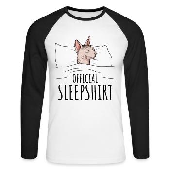 Sphynx Katze - Unisex Baseballshirt langarm - Weiß/Schwarz - Vorne - Nik (191cm)