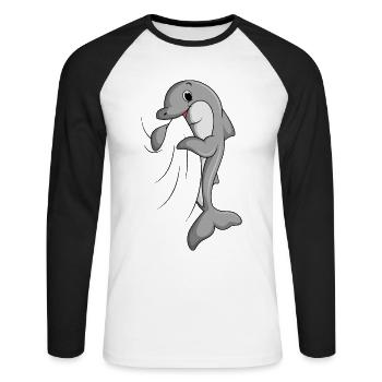 Dauphin - T-shirt baseball manches longues Homme - blanc/noir - Devant - Nik (191cm)