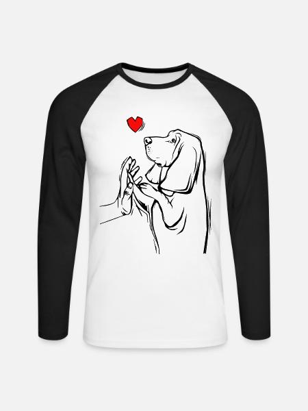 Basset Hound - Unisex Baseballshirt langarm - Weiß/Schwarz