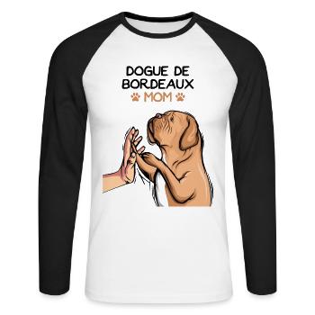 Chiens Dogue de Bordeaux - T-shirt baseball manches longues Homme - blanc/noir - Devant - Nik (191cm)