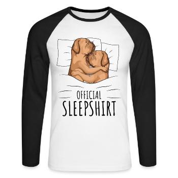 Dogue de Bordeaux Chemise de nuit Dogue - T-shirt baseball manches longues Homme - blanc/noir - Devant - Nik (191cm)