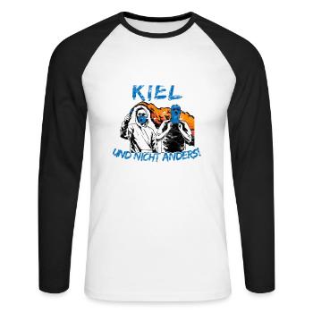 Kiel und nicht anders UPDATE - Unisex Baseballshirt langarm - Weiß/Schwarz - Vorne - Nik (191cm)