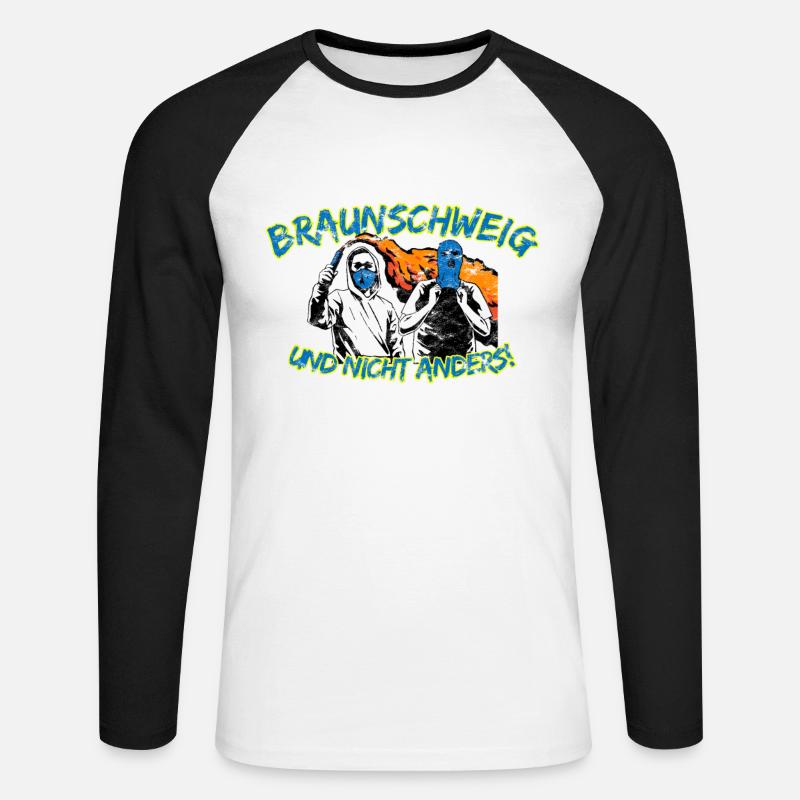 Braunschweig und nicht anders UPDATE - Unisex Baseballshirt langarm - Weiß/Schwarz