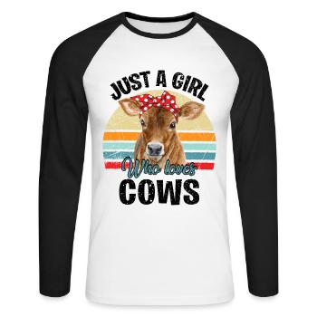 Just A Girl Who Loves Cows - Unisex Long Sleeve Baseball T-Shirt - white/black - Front - Nik (191cm)