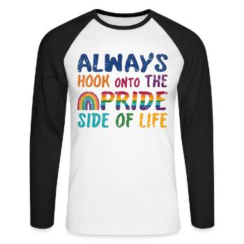 Accrochez-vous toujours au côté fierté de la vie - T-shirt baseball manches longues Homme - blanc/noir - Devant - Nik (191cm)
