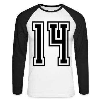 14 Numéro de numéro - T-shirt baseball manches longues Homme - blanc/noir - Devant - Nik (191cm)