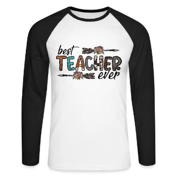 Bester Lehrer aller Zeiten - Unisex Baseballshirt langarm - Weiß/Schwarz - Vorne - Nik (191cm)
