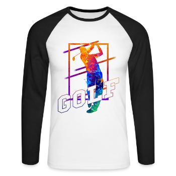 Golf Golfen Golfspieler Sport Hobby Club Vintage - Unisex Baseballshirt langarm - Weiß/Schwarz - Vorne - Nik (191cm)