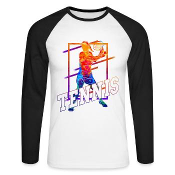 Tennis Tennis Player Woman Sport Match Club Fan - Unisex Long Sleeve Baseball T-Shirt - white/black - Front - Nik (191cm)