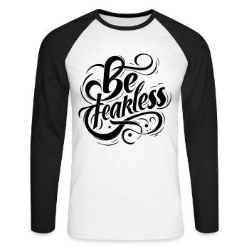 be fearless9 - Unisex Long Sleeve Baseball T-Shirt - white/black - Front - Nik (191cm)