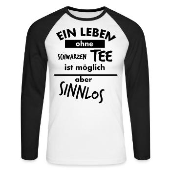 Schwarzer Tee Teetrinker Teeliebhaber - Unisex Baseballshirt langarm - Weiß/Schwarz - Vorne - Nik (191cm)