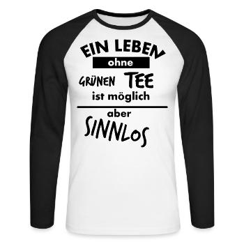 Grüner Tee Aufgussgetränk Teeliebhaber Teetrinker - Unisex Baseballshirt langarm - Weiß/Schwarz - Vorne - Nik (191cm)