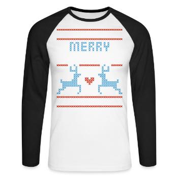 Merry Christmas - Unisex Long Sleeve Baseball T-Shirt - white/black - Front - Nik (191cm)