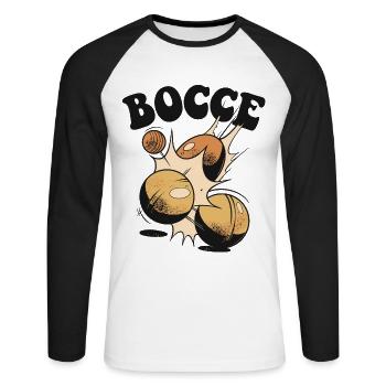 Bocce Spruch Bocce Ball mit Jack Bocci Game Bocce - Unisex Baseballshirt langarm - Weiß/Schwarz - Vorne - Nik (191cm)